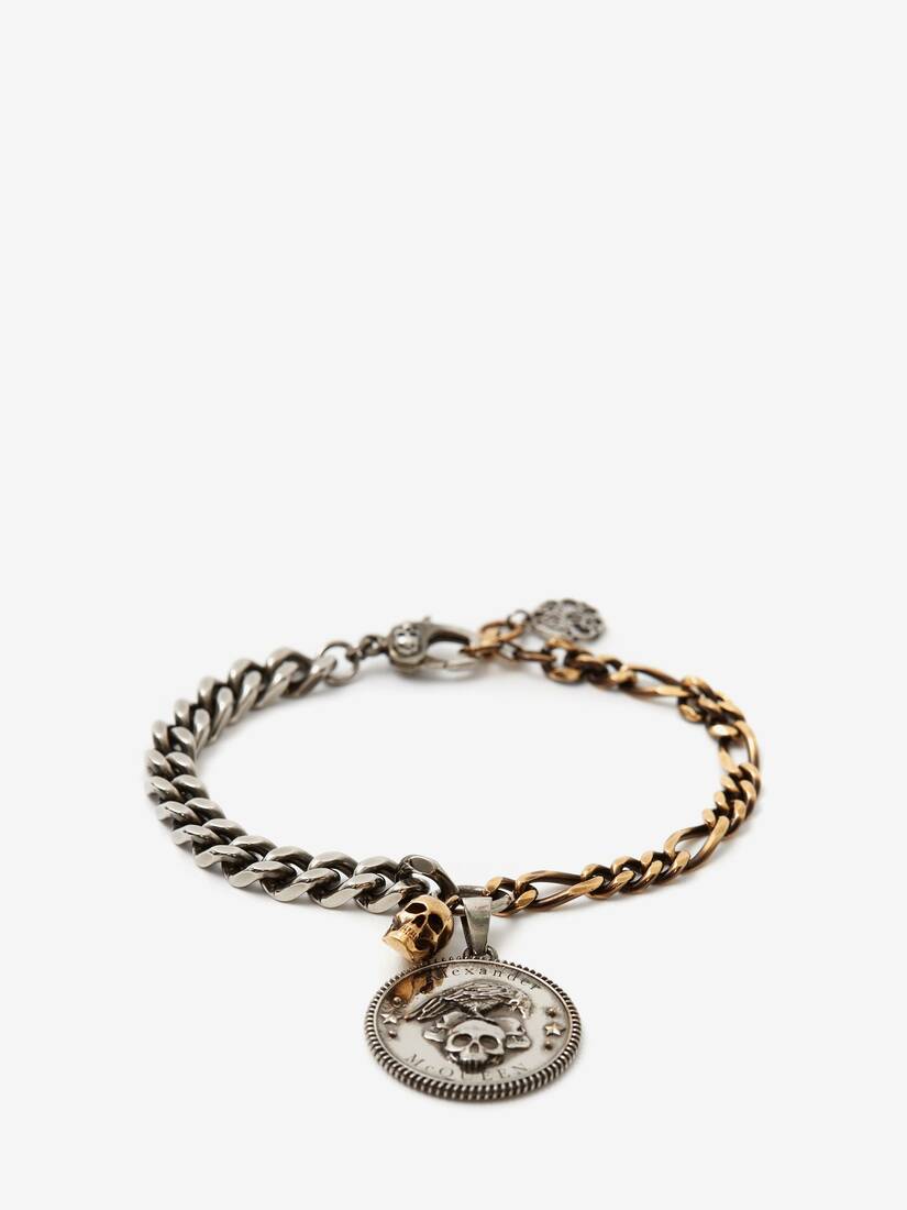 Pulsera Alexander McQueen Crow And Skull Chain Hombre - Plateados/Dorados - Mexico 541-HCFVRS